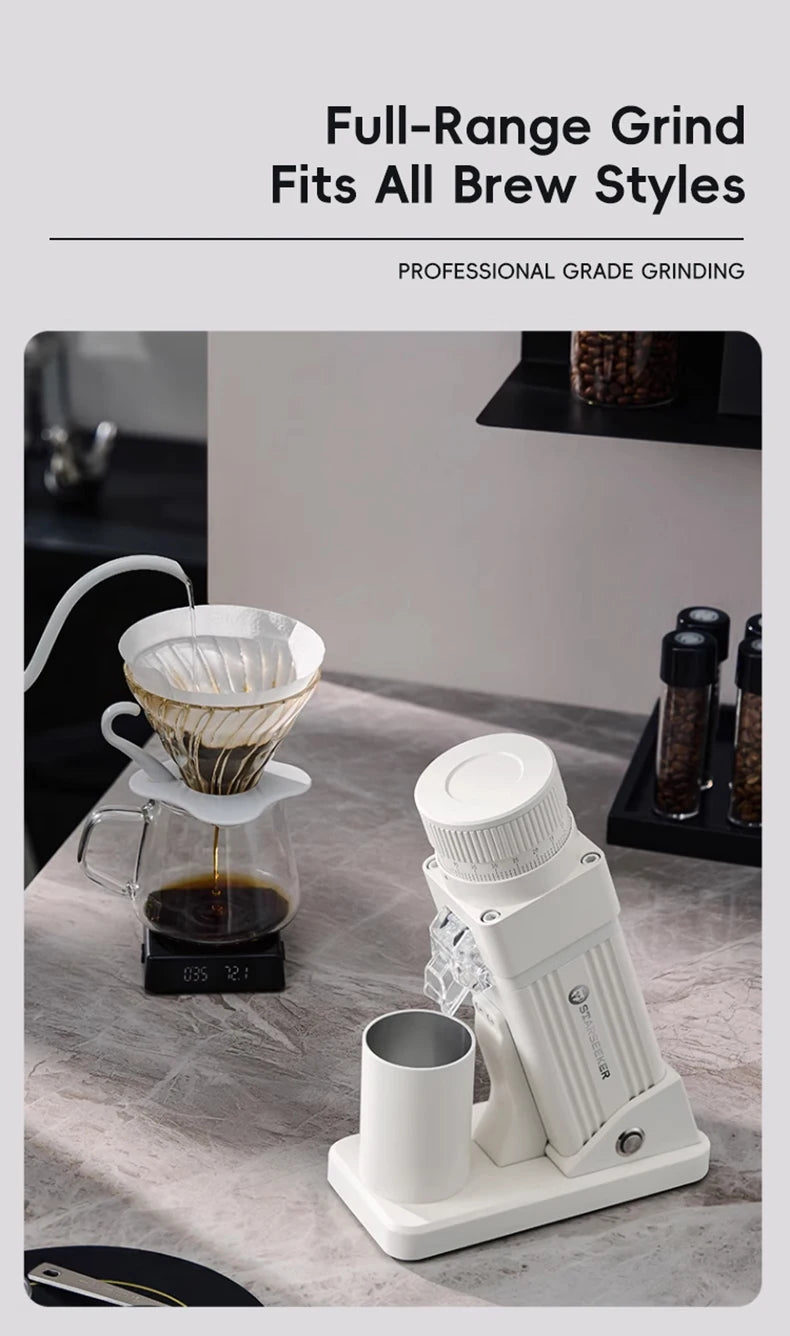 STARSEEKER E55Pro Electric Coffee Grinder 55MM Titanium Cone Burr Stepless Adjustment Espresso Brew Coffee Bean Grinder Black