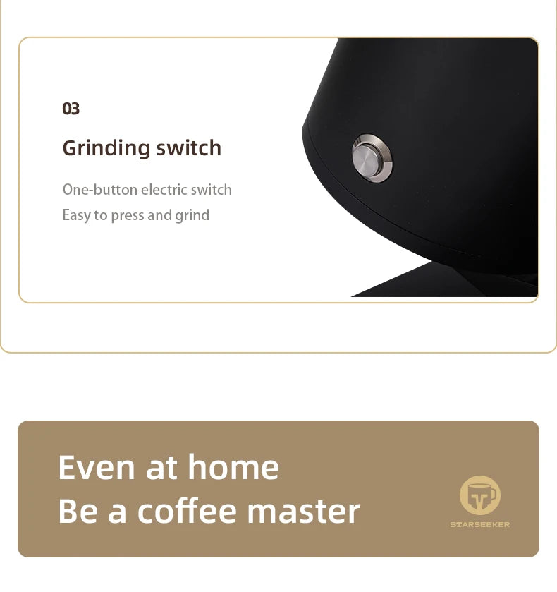 STARSEEKER EDGE PLUS Electric Coffee Grinder 63MM Titanium Burr Stepless Fineness Adjustment Removable Magnetic Suction Port