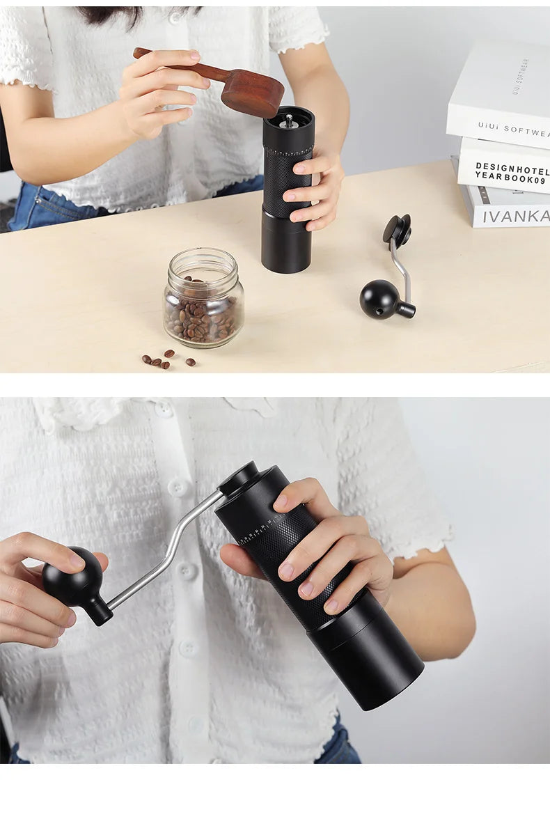 STARSEEKER NEW Burr Coffee Grinder Black Manual Coffee Grinder 46MM Burr Espresso Portable Hand Brewed Coffee Bean Grinder