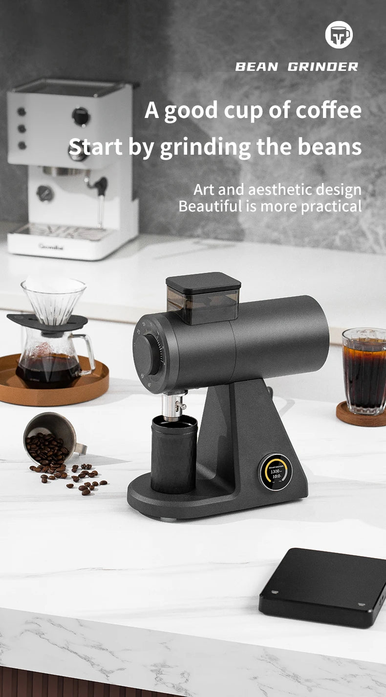 STARSEEKER AK74 Electric Coffee Grinder 74MM Flat Titanium Burr Espresso Brew Coffee Bean Grinder Speed Regulation Black White