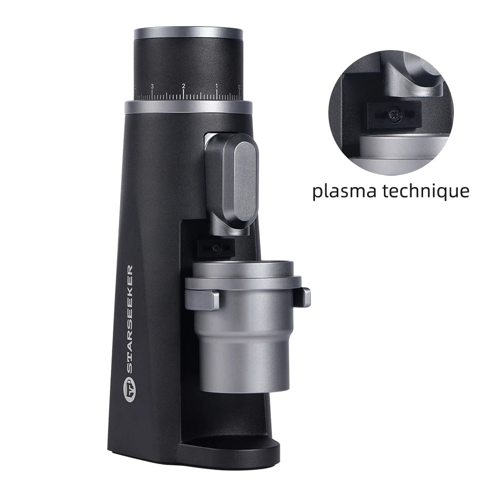 STARSEEKER EDGE Titanium Burr Coffee Grinder 48MM Espresso Burrs Stepless Fineness Adjustment Electric Coffee Grinders Black