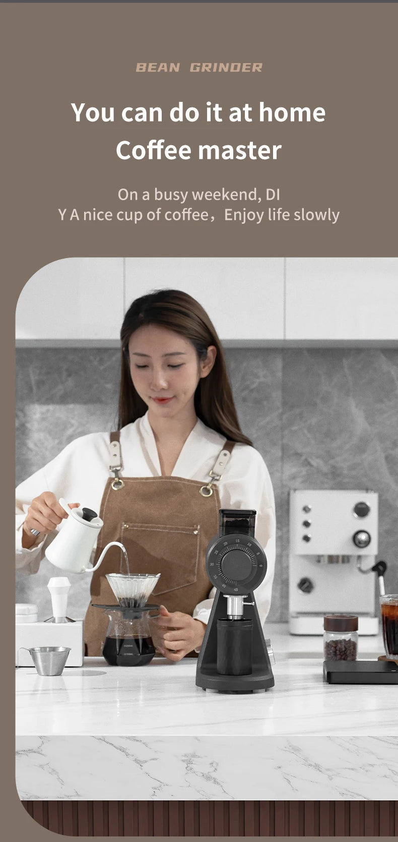 STARSEEKER AK74 Electric Coffee Grinder 74MM Flat Titanium Burr Espresso Brew Coffee Bean Grinder Speed Regulation Black White