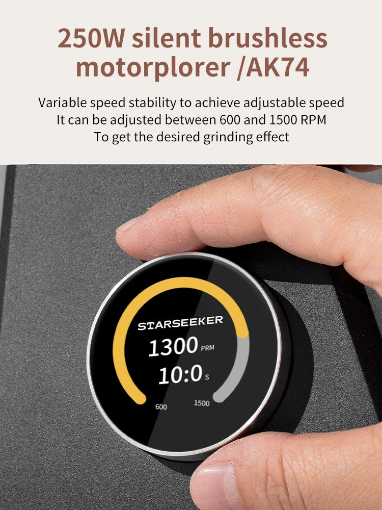 STARSEEKER AK74 Electric Coffee Grinder 74MM Flat Titanium Burr Espresso Brew Coffee Bean Grinder Speed Regulation Black White