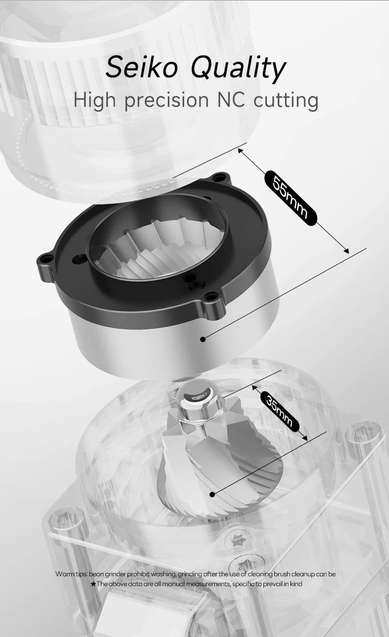 STARSEEKER E55 Electric Coffee Grinder 55MM Espresso Cone burr Stepless Fineness Adjustment Cold Brew Bean Grinder Black Sliver