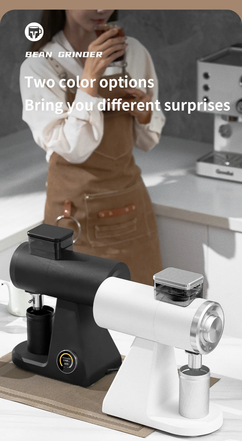 STARSEEKER AK74 Electric Coffee Grinder 74MM Flat Titanium Burr Espresso Brew Coffee Bean Grinder Speed Regulation Black White