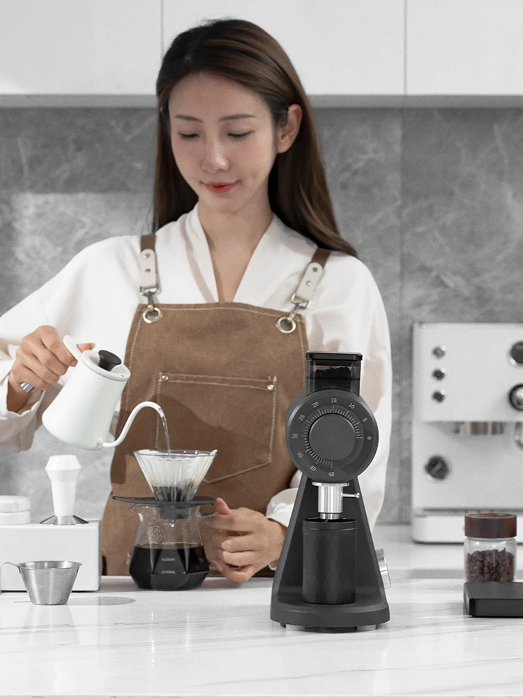 STARSEEKER AK74 Electric Coffee Grinder 74MM Flat Titanium Burr Espresso Brew Coffee Bean Grinder Speed Regulation Black White