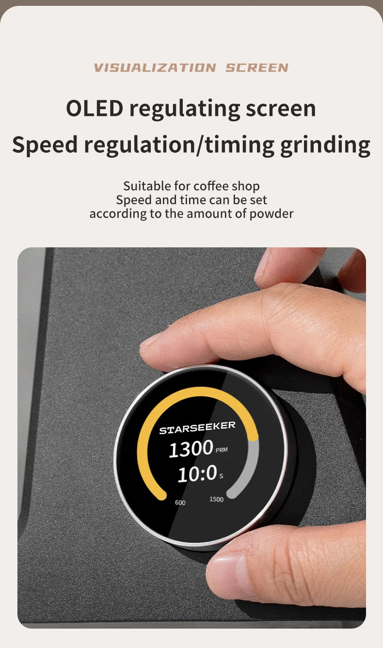 STARSEEKER AK74 Electric Coffee Grinder 74MM Flat Titanium Burr Espresso Brew Coffee Bean Grinder Speed Regulation Black White