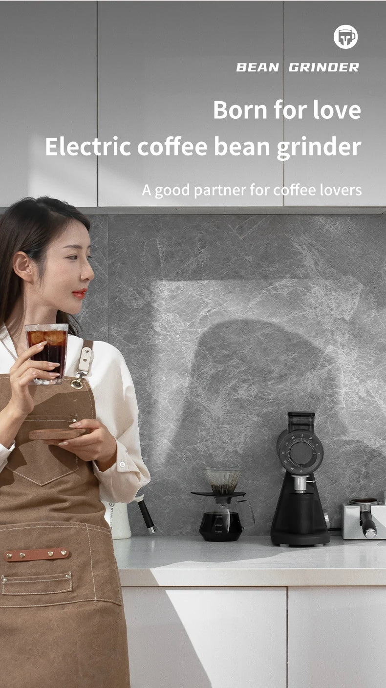 STARSEEKER AK74 Electric Coffee Grinder 74MM Flat Titanium Burr Espresso Brew Coffee Bean Grinder Speed Regulation Black White