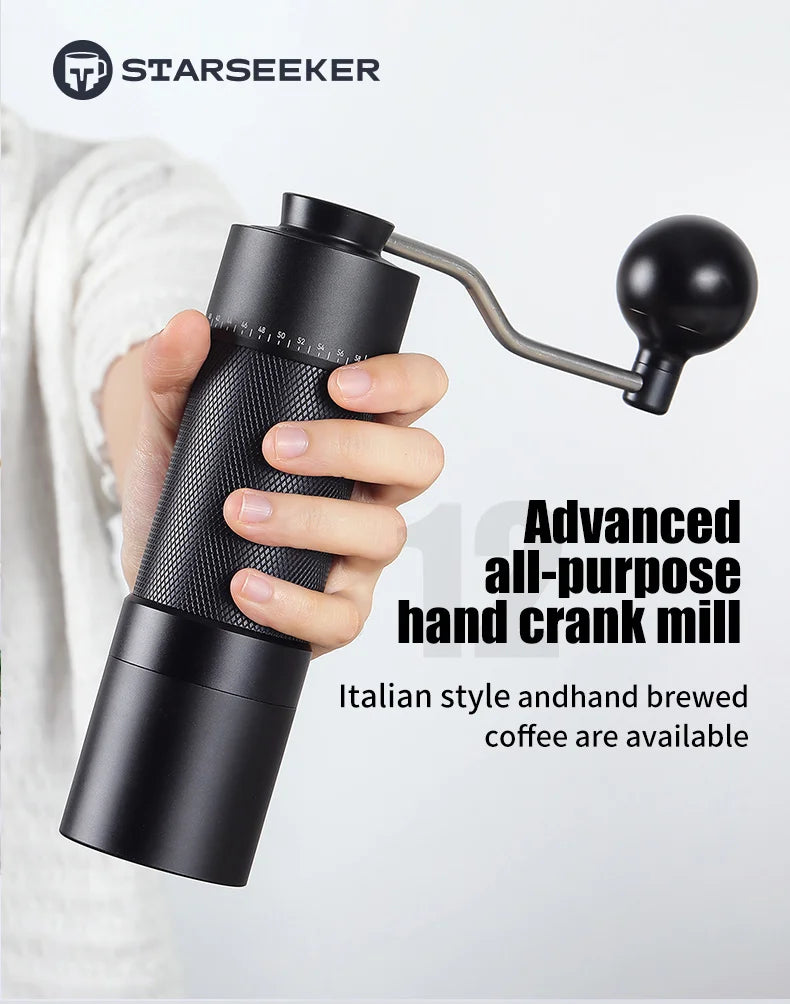 STARSEEKER NEW Burr Coffee Grinder Black Manual Coffee Grinder 46MM Burr Espresso Portable Hand Brewed Coffee Bean Grinder