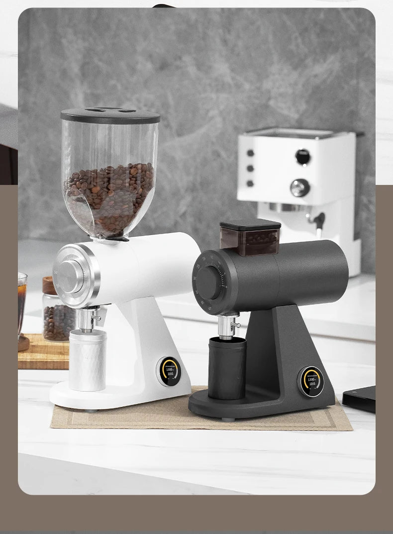 STARSEEKER AK74 Electric Coffee Grinder 74MM Flat Titanium Burr Espresso Brew Coffee Bean Grinder Speed Regulation Black White