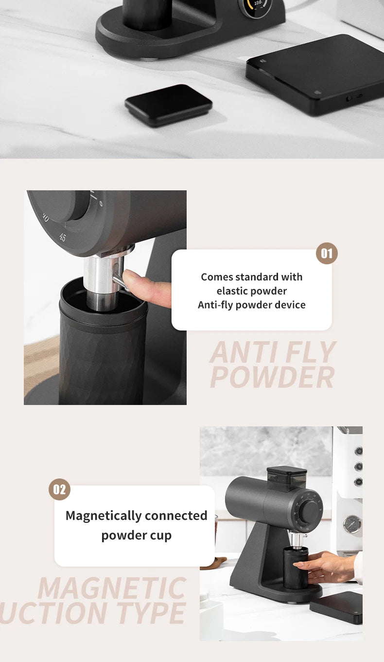 STARSEEKER AK74 Electric Coffee Grinder 74MM Flat Titanium Burr Espresso Brew Coffee Bean Grinder Speed Regulation Black White