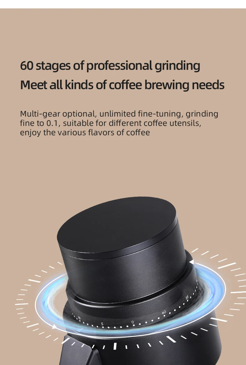 STARSEEKER EDGE PLUS Electric Coffee Grinder 63MM Titanium Burr Stepless Fineness Adjustment Removable Magnetic Suction Port