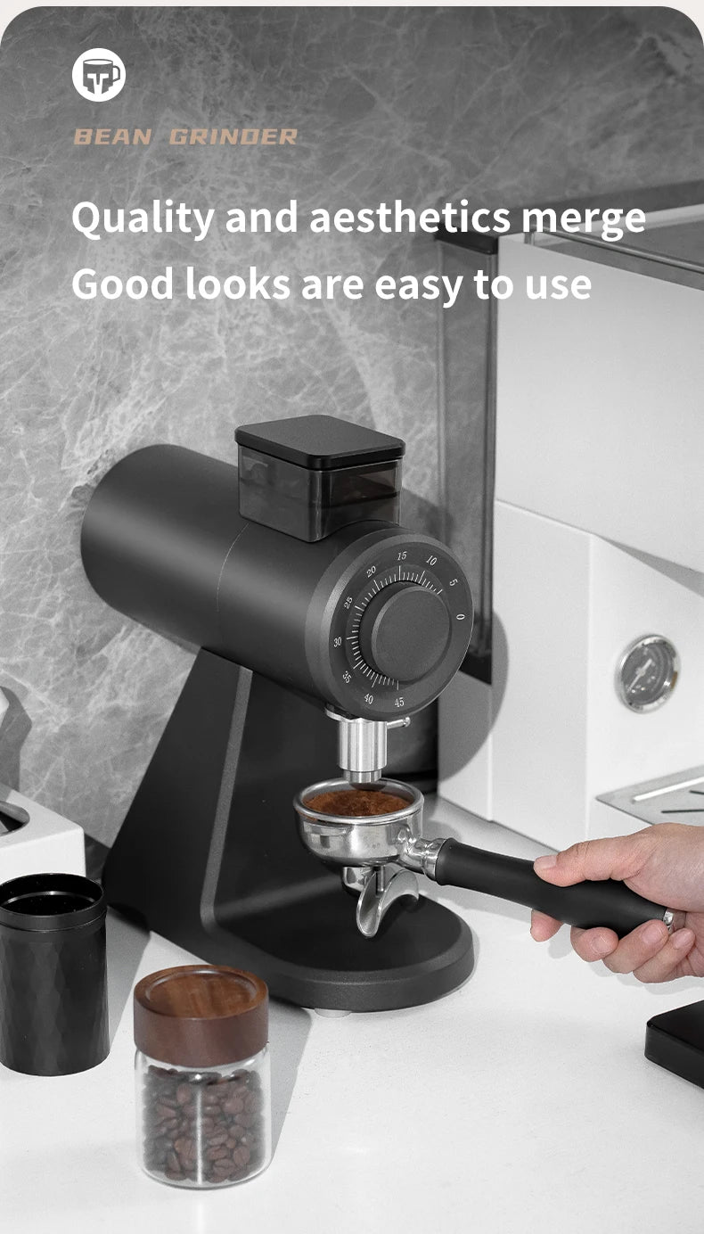 STARSEEKER AK74 Electric Coffee Grinder 74MM Flat Titanium Burr Espresso Brew Coffee Bean Grinder Speed Regulation Black White