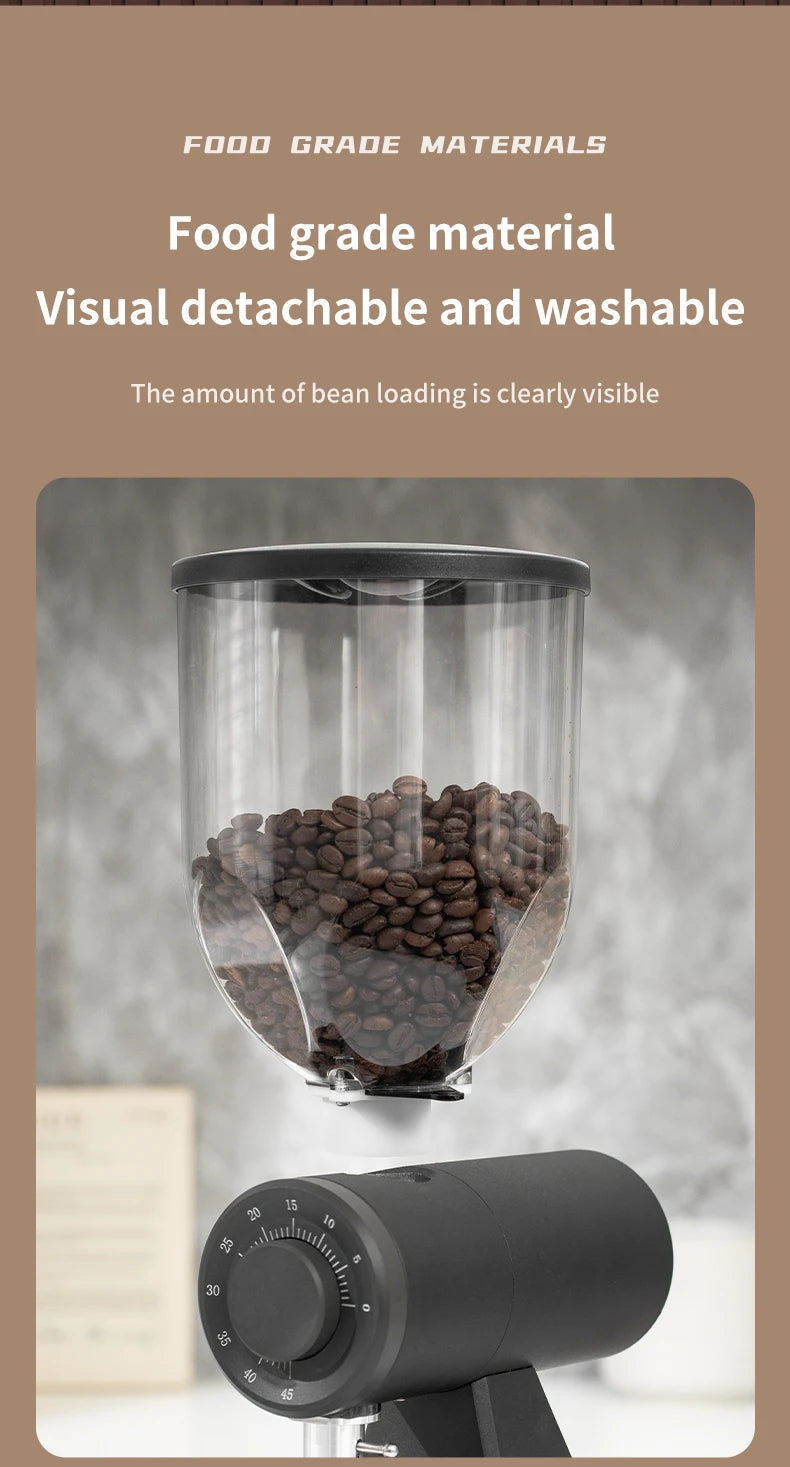 STARSEEKER AK74 Electric Coffee Grinder 74MM Flat Titanium Burr Espresso Brew Coffee Bean Grinder Speed Regulation Black White