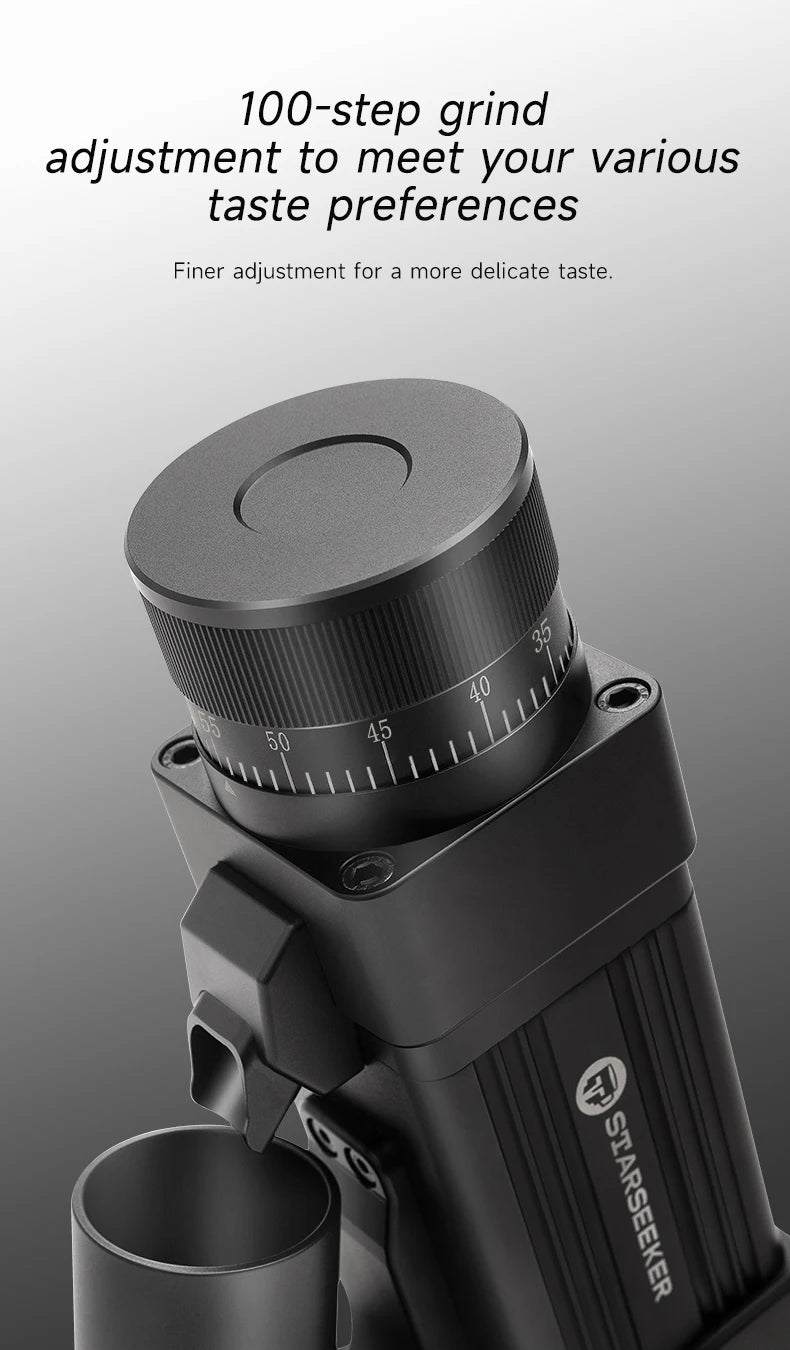 STARSEEKER E55 Electric Coffee Grinder 55MM Espresso Cone burr Stepless Fineness Adjustment Cold Brew Bean Grinder Black Sliver