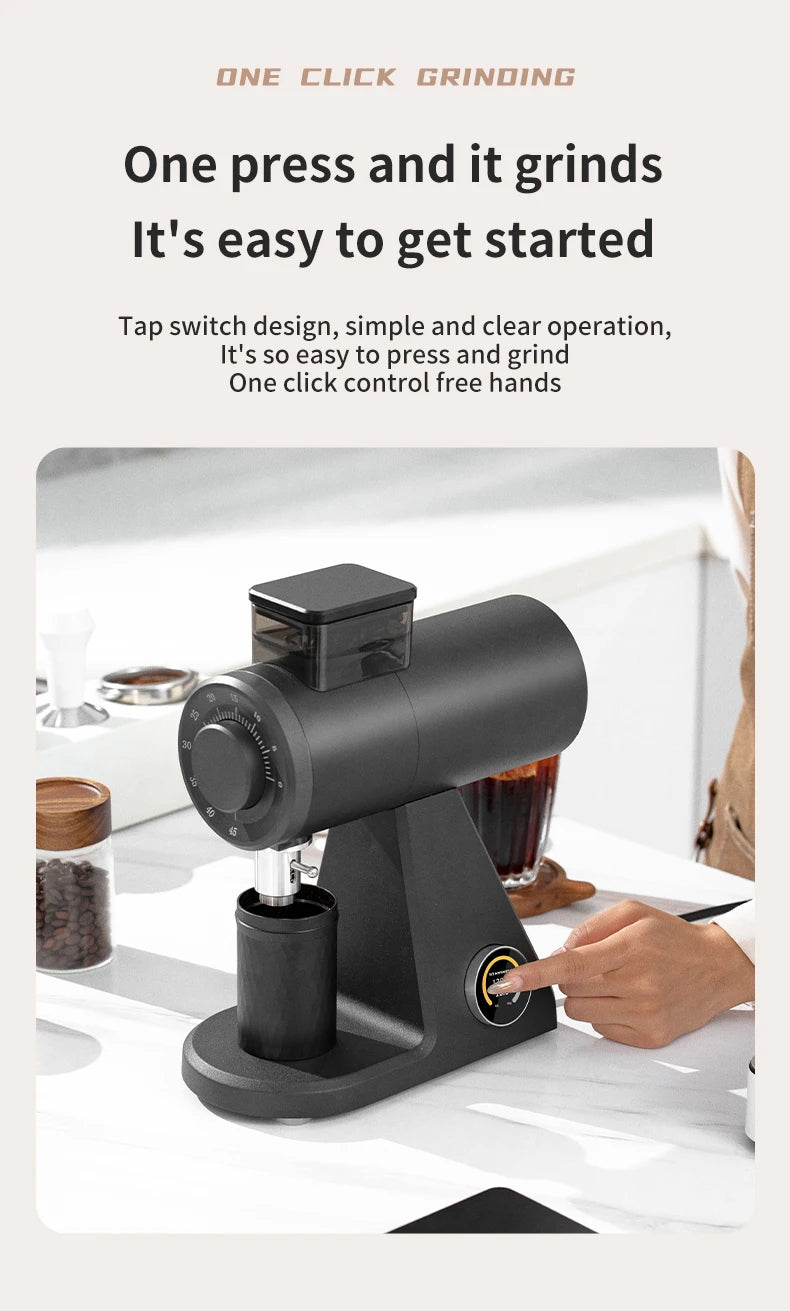 STARSEEKER AK74 Electric Coffee Grinder 74MM Flat Titanium Burr Espresso Brew Coffee Bean Grinder Speed Regulation Black White